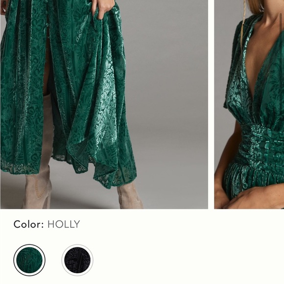 NWOT Anthropologie Puff-Sleeved Burnout Velvet Maxi Dress Size 2 - Picture 2 of 3